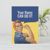 Aangepaste naam Rosie de Riveter-aanmoedigingskaar Kaart (Staand voorkant)