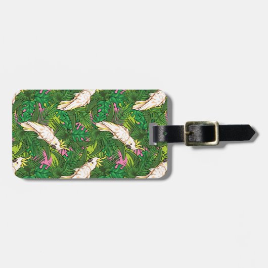 Aangepaste naam: rotspatroon met palmbladeren bagagelabel (Voorkant horizontaal)