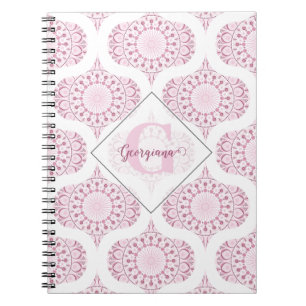 Aangepaste Naam  Roze 70s Confetti Lace Mandala Notitieboek