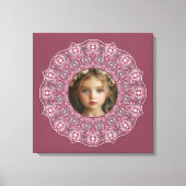 Aangepaste Naam Roze Bloemen Mandala Foto Lijst Canvas Afdruk (Voorkant)