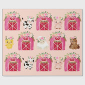 Aangepaste naam Roze Boerderij/Floral Barn Gift Wr Cadeaupapier (Vlak)