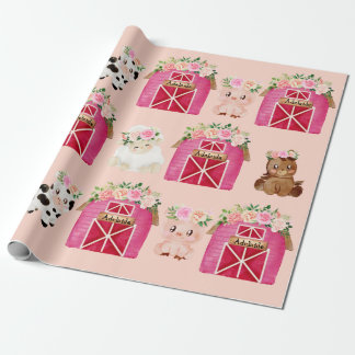 Aangepaste naam Roze Boerderij/Floral Barn Gift Wr Cadeaupapier