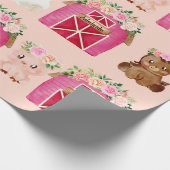 Aangepaste naam Roze Boerderij/Floral Barn Gift Wr Cadeaupapier (Hoek)