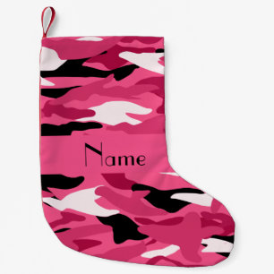 Aangepaste naam roze camouflage roze streep kleine kerstsok