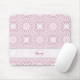 Aangepaste Naam  Roze Confetti Lace Mandala Tegel Muismat
