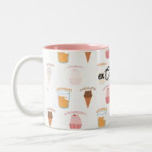 Aangepaste naam Roze Cupcake en Zwarte Kat Patroon