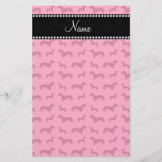 Aangepaste naam roze dachshunds briefpapier (Voorkant)