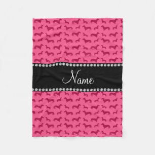 Aangepaste naam roze dachshunds fleece deken