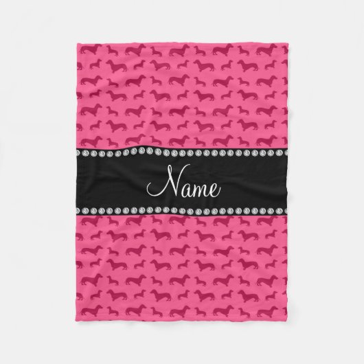 Aangepaste naam roze dachshunds fleece deken (Voorkant)