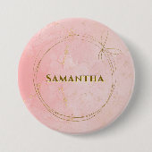 Aangepaste Naam Roze en Goud Ronde Button 7,6 Cm (Voorkant)