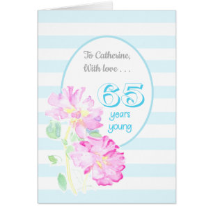 Aangepaste naam Roze en Stripes 65e verjaardag