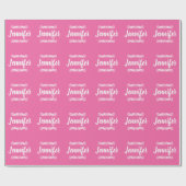 Aangepaste naam roze en wit cadeaupapier (Vlak)
