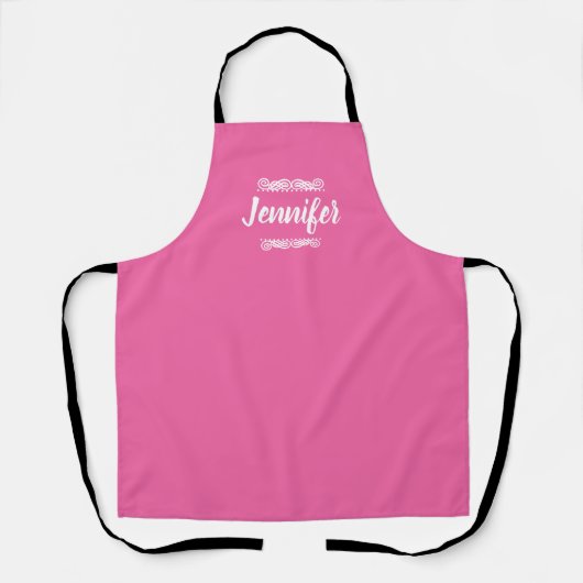 Aangepaste naam roze en wit schort (Voorkant)