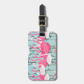 Aangepaste naam roze en witte kruid van flamingos bagagelabel (Voorkant verticaal)