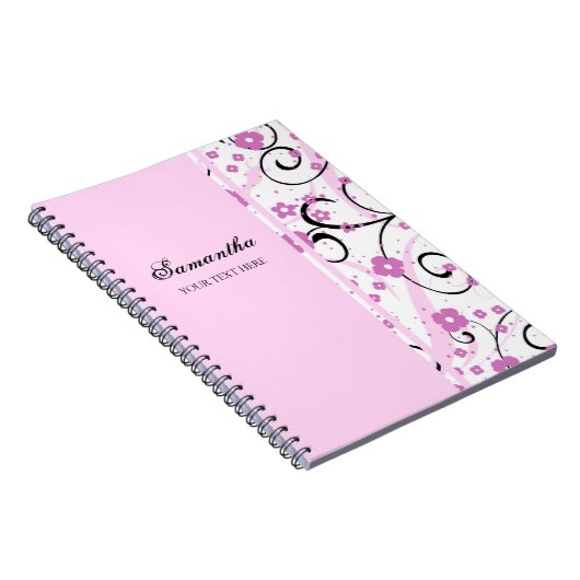 Aangepaste naam Roze Floral notebook Notitieboek (Rechterzijde)