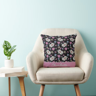 Aangepaste naam roze florale naadloos patroon kussen