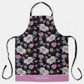 Aangepaste naam roze florale naadloos patroon schort (Voorkant)