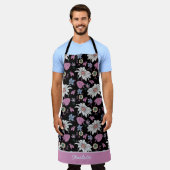 Aangepaste naam roze florale naadloos patroon schort (Gedragen)