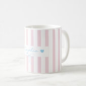 Aangepaste naam roze gestreepte mok  (Voorkant rechts)
