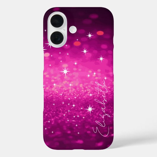Aangepaste naam Roze Glitter Case-Mate iPhone Case (Achterkant)