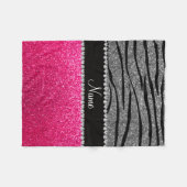 Aangepaste naam roze glitter light grijze zebrastr fleece deken (Voorkant (Horizontaal))
