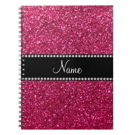 Aangepaste naam roze glitter notitieboek (Voorkant)