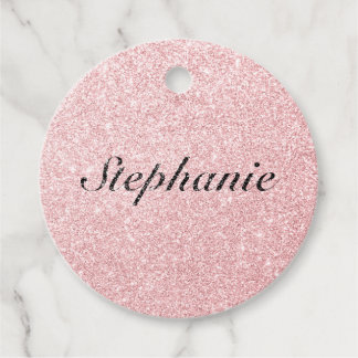 Aangepaste naam Roze glitter Sparkle Style Bedankjes Labels