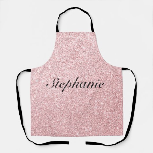 Aangepaste naam Roze glitter Sparkle Style Schort (Voorkant)