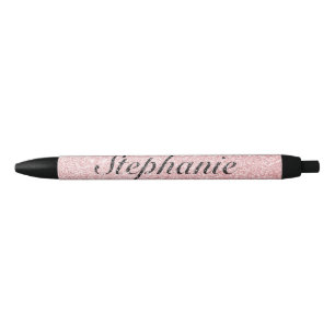 Aangepaste naam Roze glitter Sparkle Style Zwarte Inkt Pen