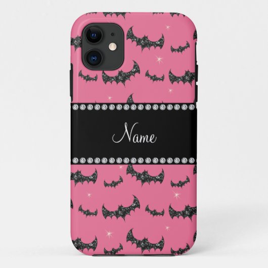 Aangepaste naam roze glittervlekken Case-Mate iPhone case (Achterkant)