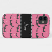 Aangepaste naam roze glittervlekken Case-Mate iPhone case (Achterkant (horizontaal))
