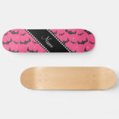 Aangepaste naam roze glittervlekken skateboard (Horizontaal)