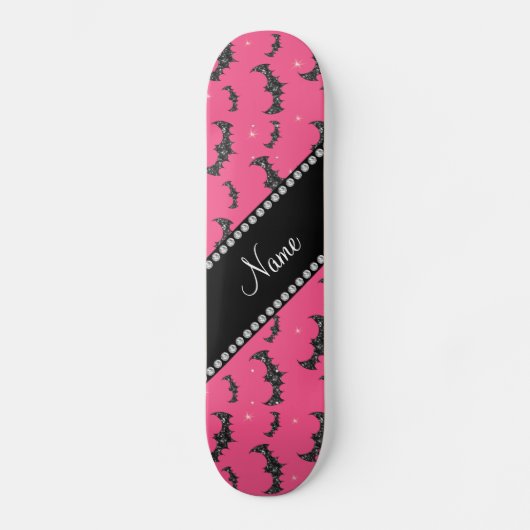 Aangepaste naam roze glittervlekken skateboard (Voorkant)