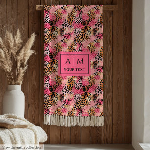 Aangepaste naam  roze goud waterverf luipaard vel fleece deken