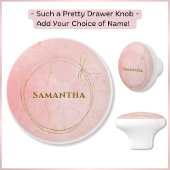 Aangepaste Naam Roze & Gouden Keramische Knop