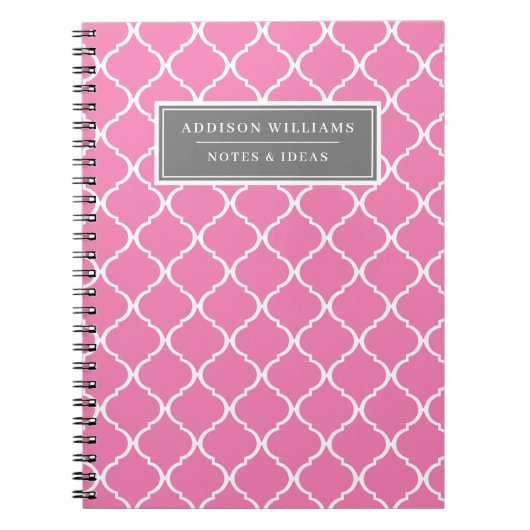 Aangepaste naam Roze grijs patroon Notitieboek (Voorkant)