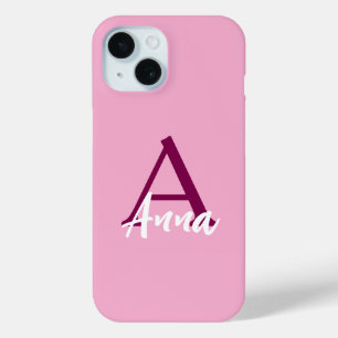 Aangepaste Naam Roze iPhone 15 Hoesje