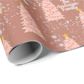 Aangepaste naam Roze kerstbomen op Mauve Modern Cadeaupapier (Rol Hoek)