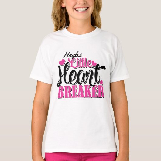 Aangepaste naam Roze kleine hartbreker T-shirt (Voorkant)