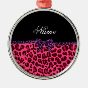 Aangepaste naam roze luipspatroon paarse boeg metalen ornament