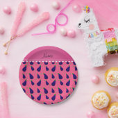 Aangepaste naam roze paarse aubergines papieren bordje (Feest)