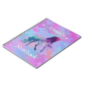 Aangepaste naam Roze/Paarse Galaxy Unicorn-laptop Notitieboek (Linkerzijde)