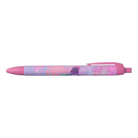 Aangepaste naam Roze/Paarse Galaxy Unicorn Pen (Bovenkant)
