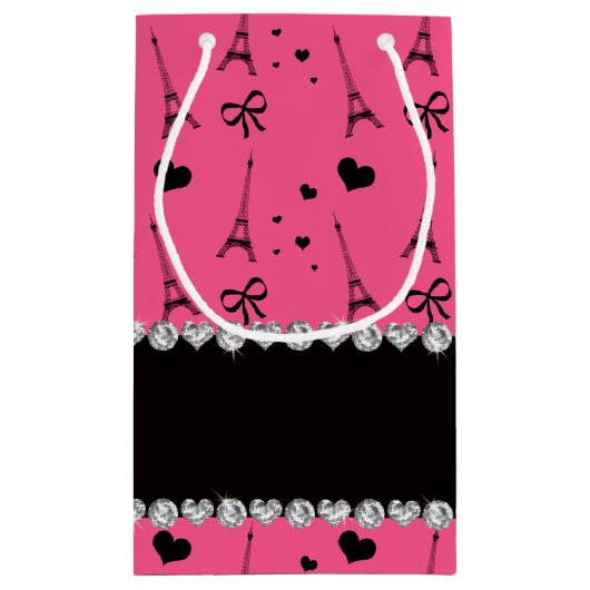Aangepaste naam roze parijs eiffeltoren klein cadeauzakje (Achterkant)