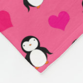 Aangepaste naam roze pinguïns indigo paarse glitte fleece deken (Hoek)