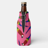 Aangepaste naam roze rode papegaaien flesjeskoeler (Fles Achterkant)