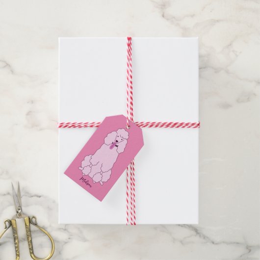 Aangepaste naam Roze Rodle Cadeaulabel (Met Touw)