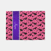 Aangepaste naam roze roller derby sterren fleece deken (Voorkant (Horizontaal))