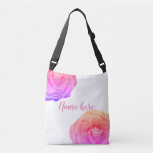 Aangepaste naam, roze roze rozen kruiselingse tas