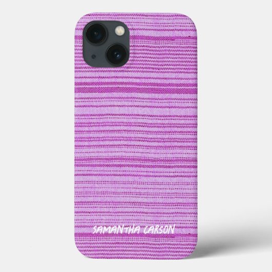 Aangepaste naam roze strepen textiel Case-Mate iPhone case (Achterkant)